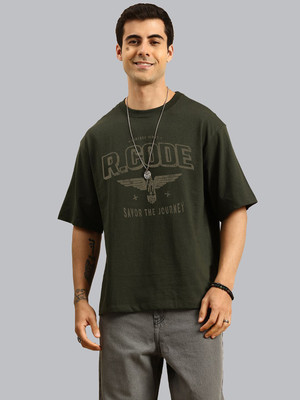 R.Code by The Roadster Life Co. Graphic Print Men Round Neck Green T-Shirt