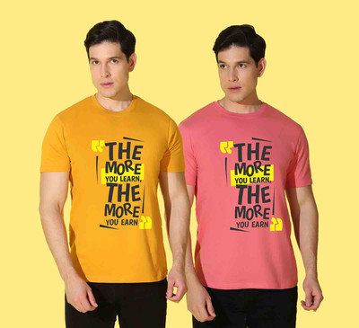 WOOSTRO Printed, Typography Men Round Neck Multicolor T-Shirt
