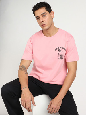 LEE Printed Men Crew Neck Pink T-Shirt