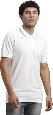 TURTLE Solid Men Polo Neck White T-Shirt