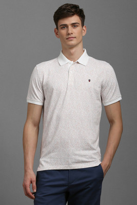 LOUIS PHILIPPE Printed Men Polo Neck White T-Shirt