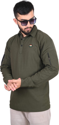 AADAKS SPORTZZ Solid Men Polo Neck Green T-Shirt