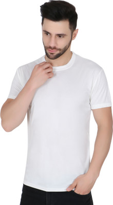 Newsingh Solid Men Round Neck White T-Shirt