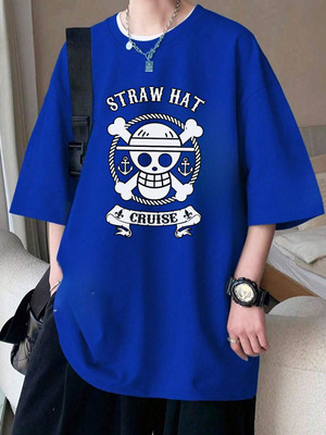 Cool Plus Printed Men Round Neck Blue T-Shirt