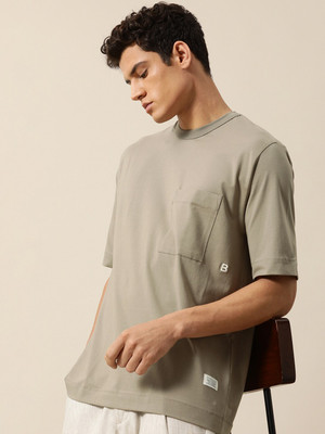 Mr Bowerbird Solid Men Round Neck Beige T-Shirt