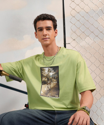 HIGHLANDER Printed Men Round Neck Green T-Shirt