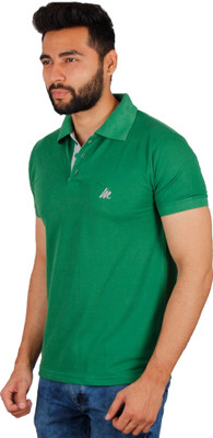 Cousin's Colorblock Men Polo Neck Green T-Shirt