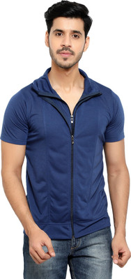 Adorbs Trend Solid Men Polo Neck Dark Blue T-Shirt