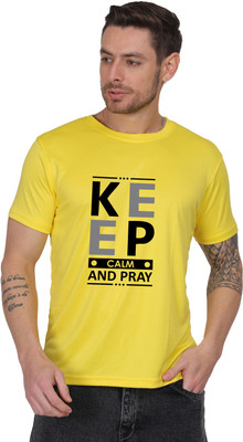 GetBling Printed Men Round Neck Yellow T-Shirt
