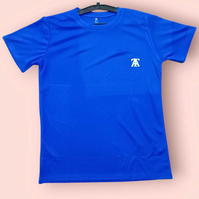 Toxic ADDICTION Solid Men Round Neck Blue T-Shirt