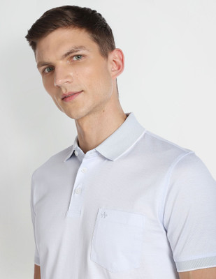 ARROW Striped Men Polo Neck Blue T-Shirt
