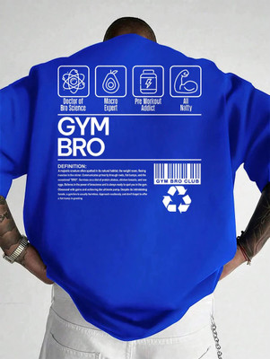 ShahaClothing Typography Men Round Neck Blue T-Shirt