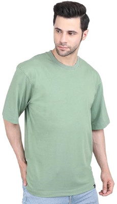 clickwell Solid Men Round Neck Green T-Shirt