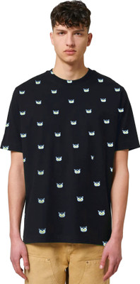 SONI BROS Printed Men Round Neck Black T-Shirt