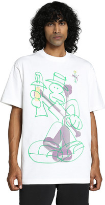 PUMA Printed Men Round Neck White T-Shirt