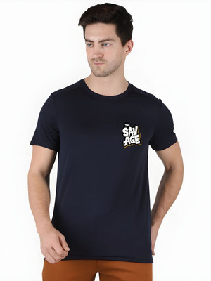 SZN Graphic Print Men Round Neck Dark Blue T-Shirt