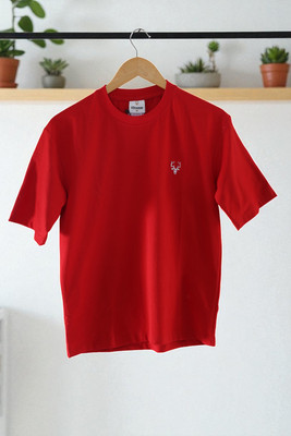 VITON Solid, Embroidered Men Round Neck Red T-Shirt