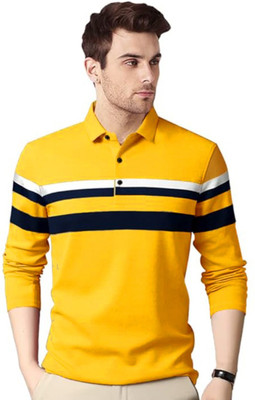 Autna Solid Men Polo Neck Yellow T-Shirt