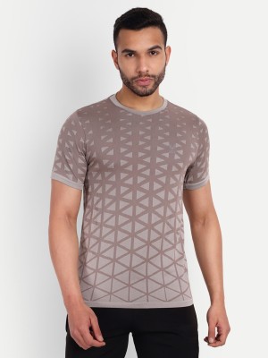 Heka Printed Men Round Neck Brown T-Shirt