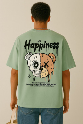 Madilyn Printed Men Round Neck Light Green T-Shirt