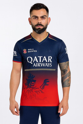 teky Printed Men V Neck Red T-Shirt