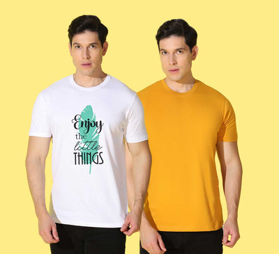 WOOSTRO Typography, Solid Men Round Neck Multicolor T-Shirt