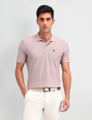 Arrow Sport Printed Men Polo Neck Pink T-Shirt