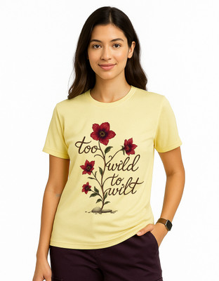 Aasha-Kriti Graphic Print Women Round Neck Yellow T-Shirt