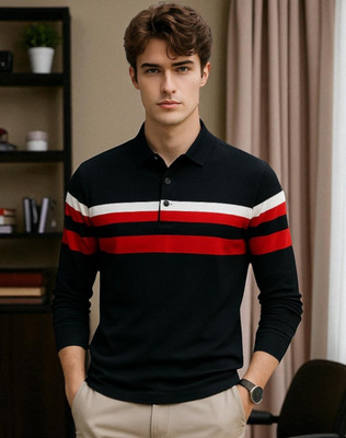 Autna Solid Men Polo Neck Black T-Shirt
