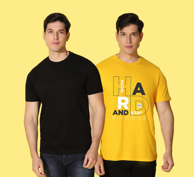 WOOSTRO Printed Men Round Neck Multicolor T-Shirt