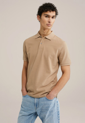 SOULSTITCH Solid Men Polo Neck Beige T-Shirt