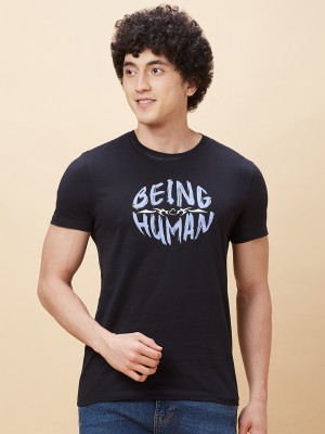 BEING HUMAN Typography Men Round Neck Black T-Shirt