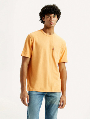 LEVI'S Solid Men Round Neck Orange T-Shirt