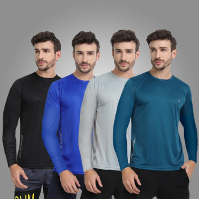 FTX Solid Men Round Neck Multicolor T-Shirt