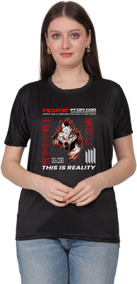 Ganpati Enterprise Graphic Print Women Round Neck Black T-Shirt