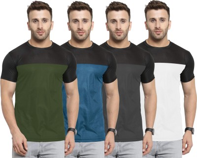 UDI n ADI Colorblock Men Round Neck Dark Green, Blue, Grey, White T-Shirt