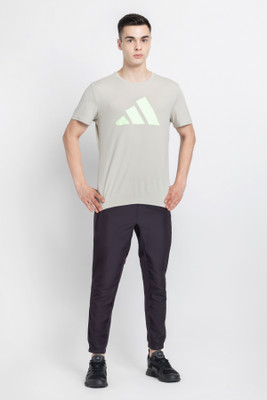 ADIDAS Printed Men Round Neck Grey T-Shirt