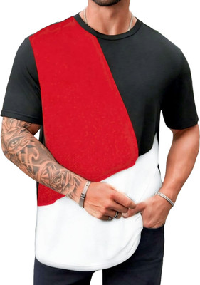 TUKAT Colorblock Men Round Neck Black T-Shirt