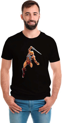 SmarTee Street Geometric Print Men Round Neck Black T-Shirt