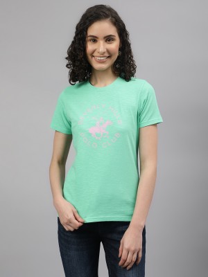 Beverly Hills Polo Club Printed Women Round Neck Green T-Shirt