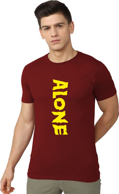 OrrganicChics Printed Men Round Neck Maroon T-Shirt