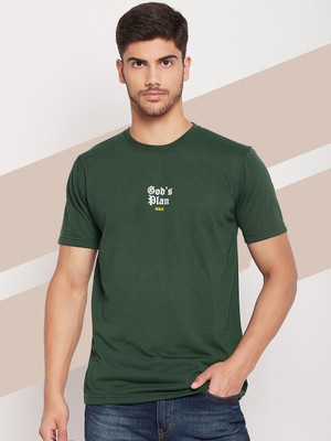 UBX Printed Men Round Neck Green T-Shirt