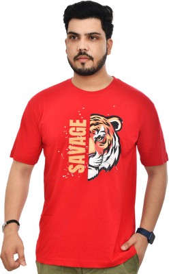 EVERLY Printed Men Round Neck Red T-Shirt