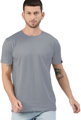 UNSULLY Solid Men Round Neck Reversible Grey T-Shirt