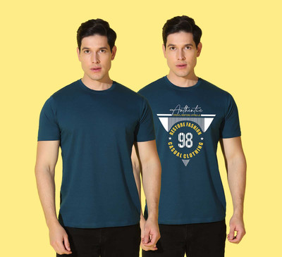 WOOSTRO Printed Men Round Neck Multicolor T-Shirt