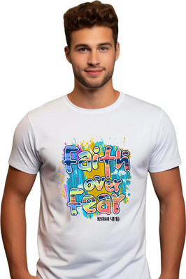 Witty Curls Printed Men Round Neck White T-Shirt