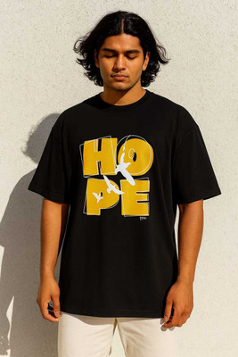 TQH Typography Men Round Neck Black T-Shirt