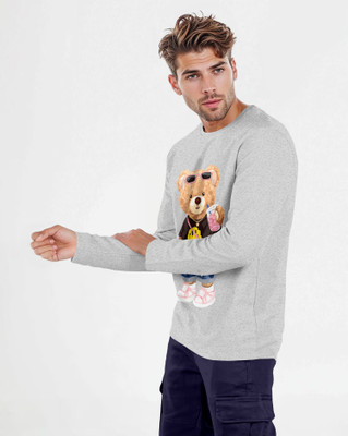 Triptee Cartoon Men Round Neck Grey T-Shirt