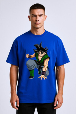 BLOSSOMTRADER Printed Men Round Neck Blue T-Shirt