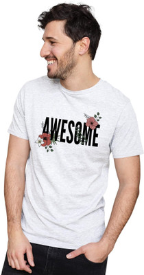 KRYONIX Printed Men Round Neck White T-Shirt